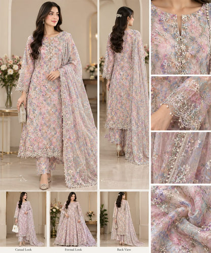 Imported Net Cut Dana Unstitched Dress