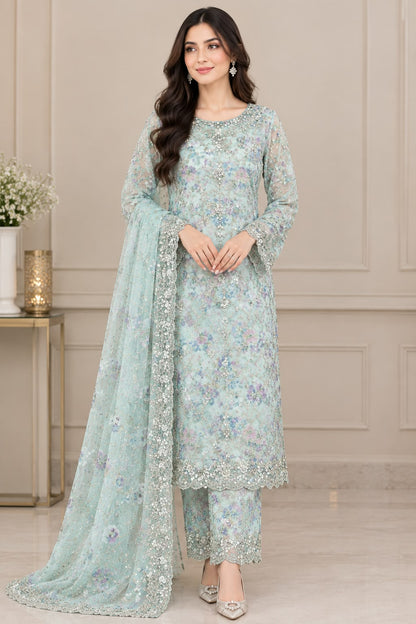 Mint Blossom – Pastel Floral Embroidered 2-Piece Suit